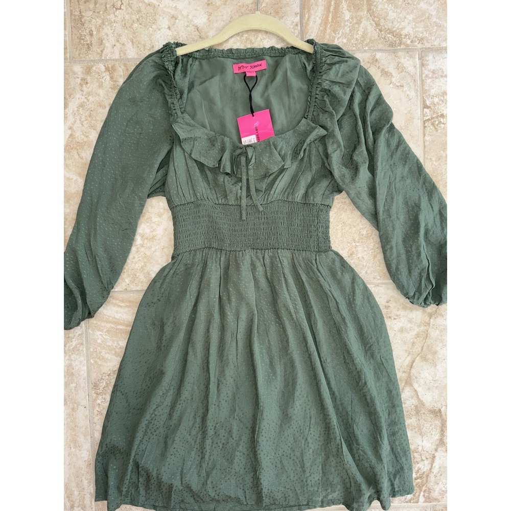 NEW Betsey Johnson Women's Ruffled Dot Jacquard Mini Summer Spring Dress Size S - Picture 5 of 10